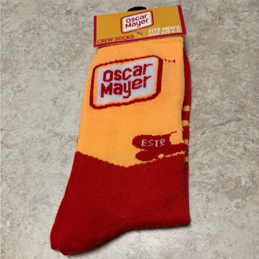 Men’s Oscar Mayer Red and Orange Crew Socks Size 6-12